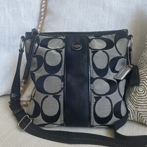 Coach F21905 Signature Stripe Crossbody | Black Canvas Swingpack NWOT